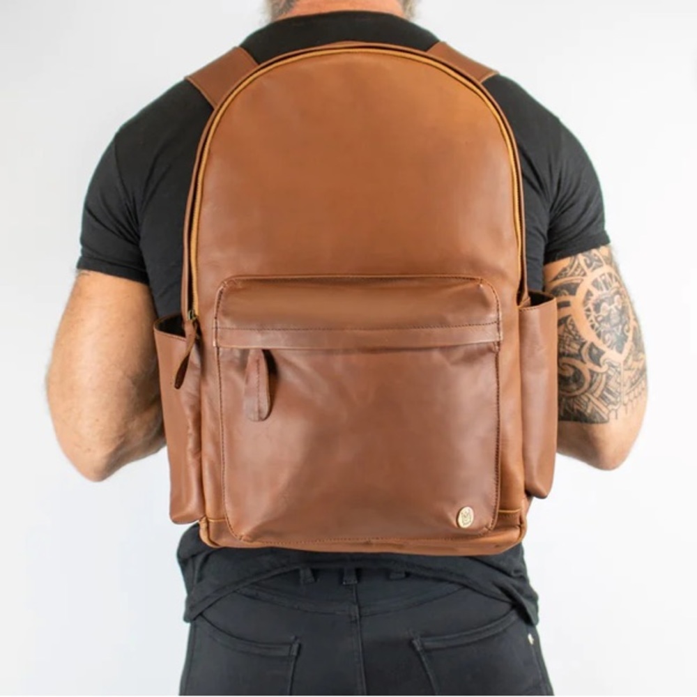 MAHI 100% genuine Leather The Classic Backpack 3.0 - Brown